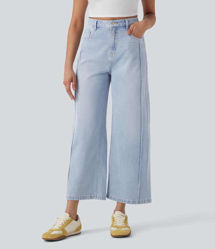 Halara Flex™ High Waisted Pockets Washed Casual Baggy Jeans