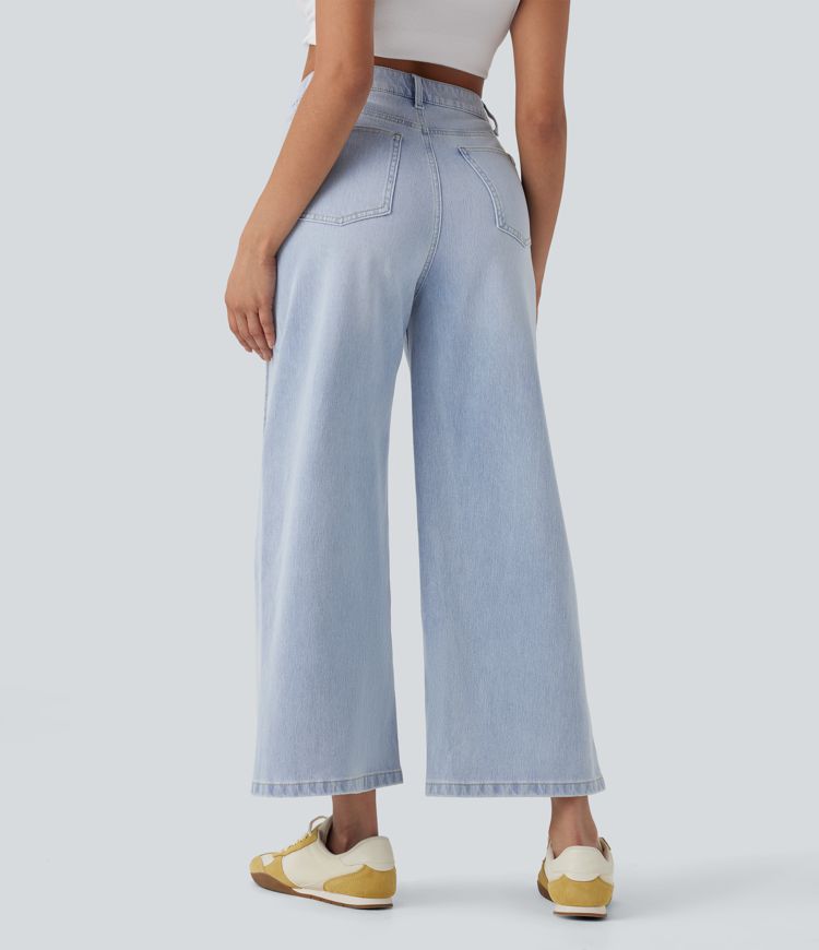 Halara Flex™ High Waisted Pockets Washed Casual Baggy Jeans