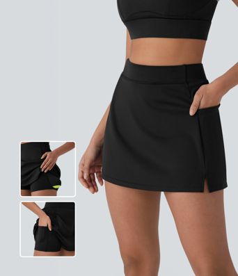 High Waisted 2-in-1 Mini Tennis Skirt with Pockets
