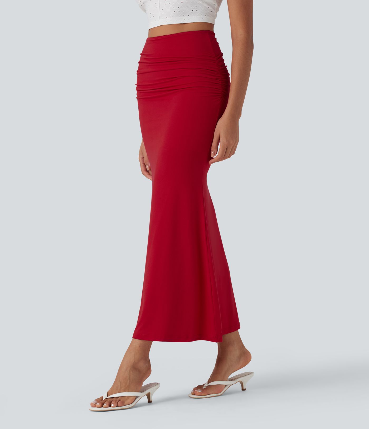 High Waisted Tummy Control Butt Lifting 2-in-1 Midi Casual Mermaid Skirt
