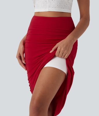 High Waisted Tummy Control Butt Lifting 2-in-1 Midi Casual Mermaid Skirt