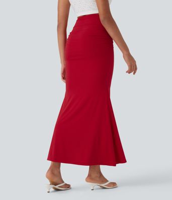 High Waisted Tummy Control Butt Lifting 2-in-1 Midi Casual Mermaid Skirt