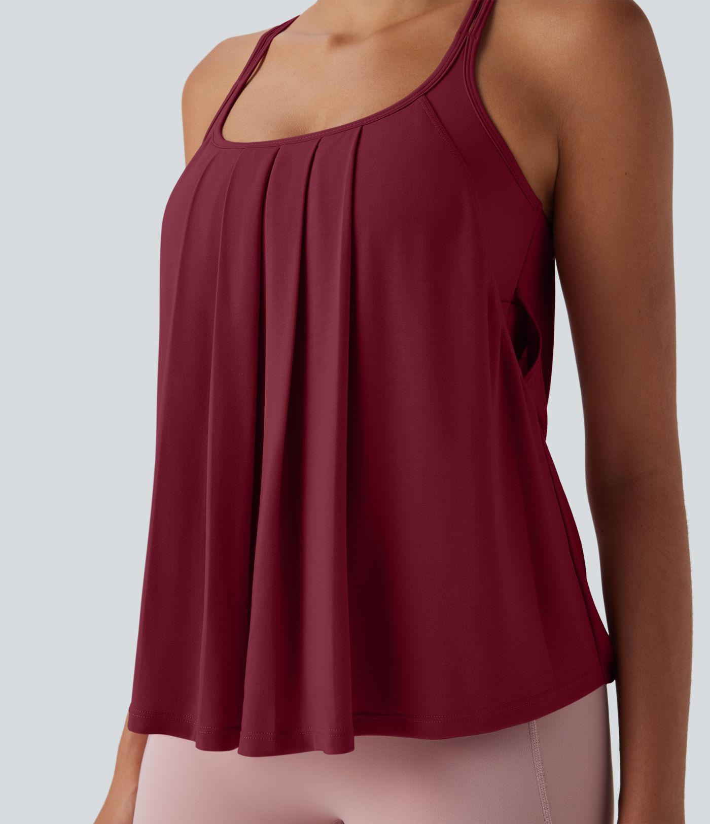 Double Straps Pleated Quick Dry Yoga Cami Top