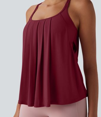 Double Straps Pleated Quick Dry Yoga Cami Top