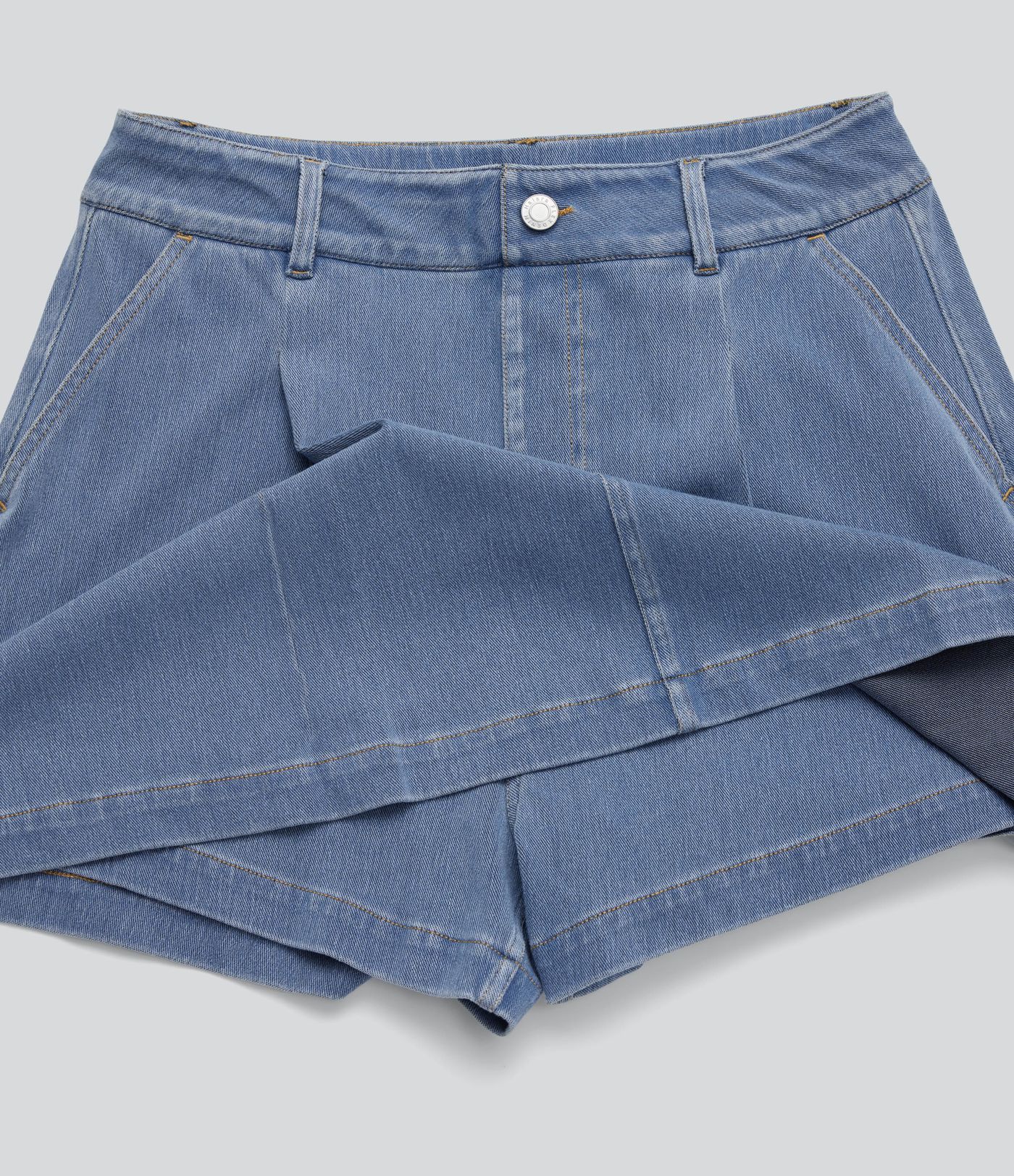 Halara Flex™ High Waisted 2-in-1 Washed Stretchy Knit Denim Casual A-line Skort with Pockets