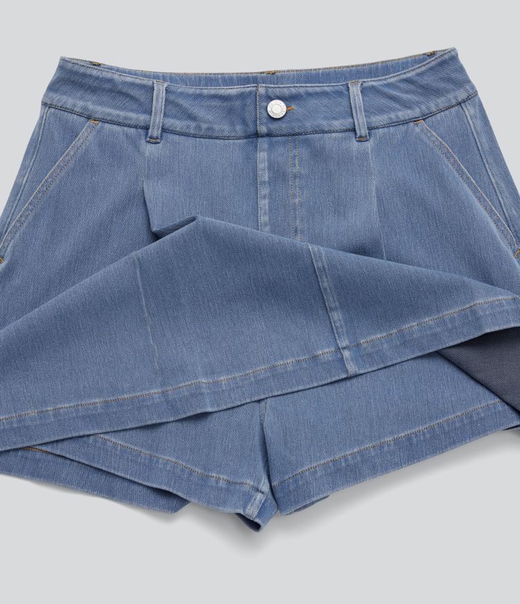 Falda pantalón Halara Flex™ Denim mezclilla elástica lavada 2 en 1 de tiro alto con bolsillos