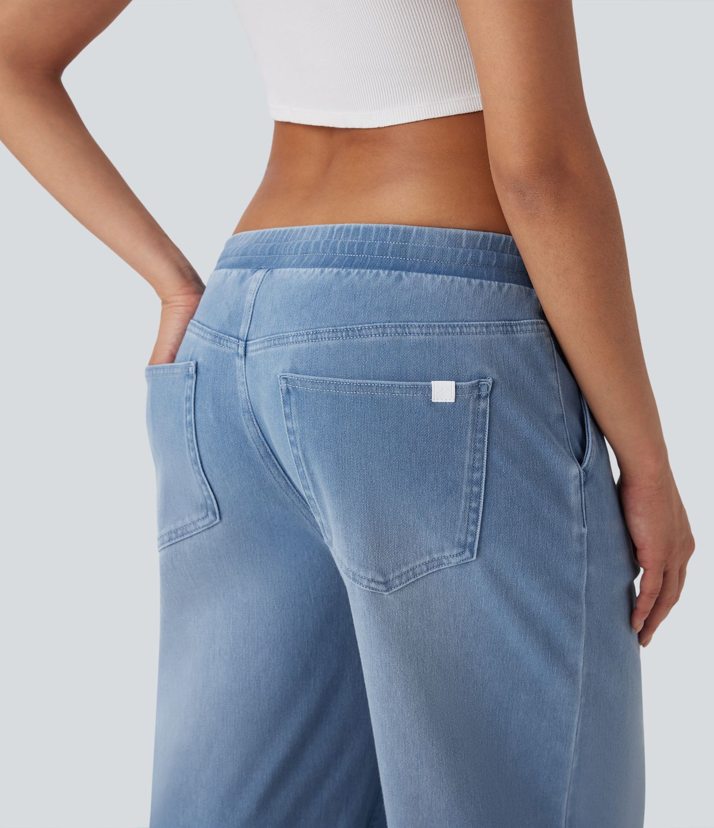 Halara Flex™ Low Rise Drawstring Stretchy Knit Casual Baggy Sweatpants Jeans with Multiple Pockets