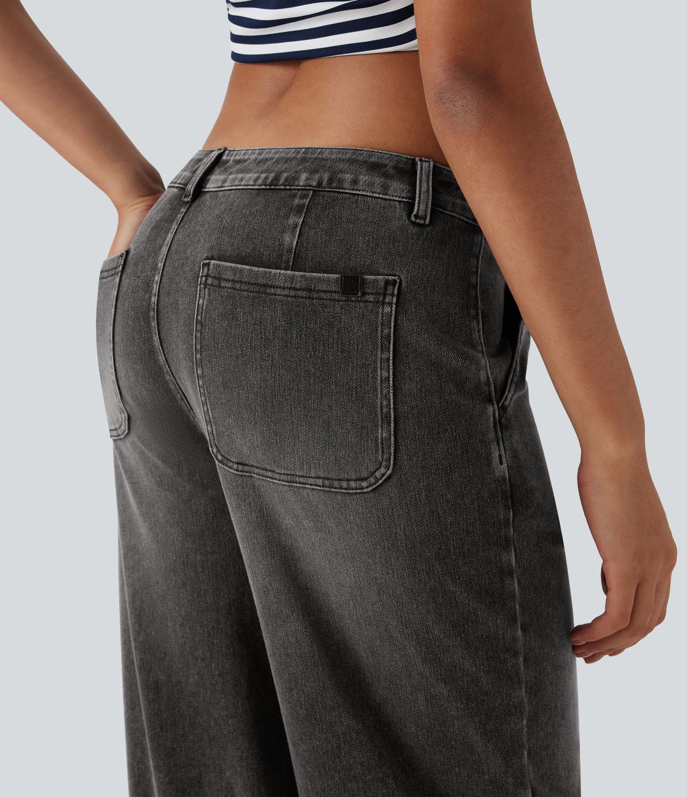 Jeans Halara Flex™ Denim tiro bajo elástico cordón ajustable múltiple bolsillo