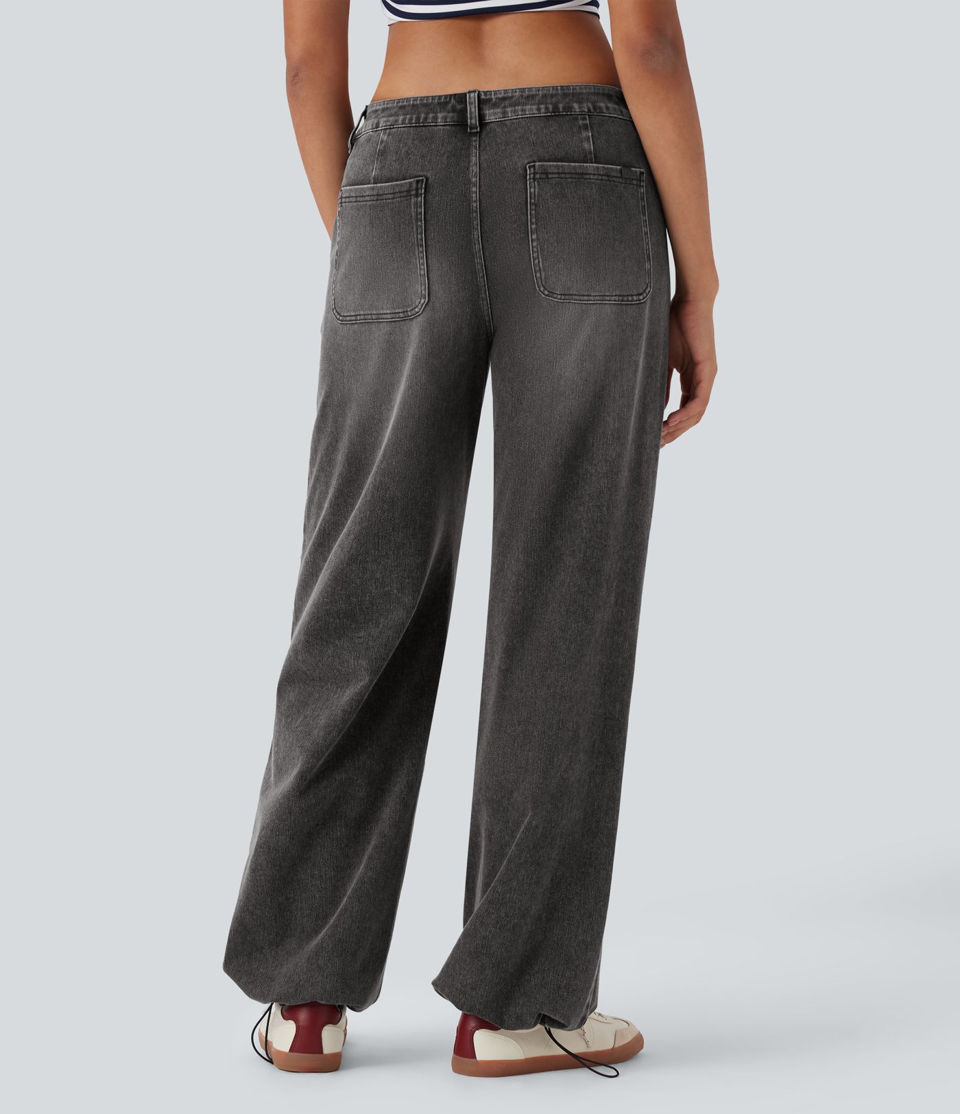 Jeans Halara Flex™ Denim tiro bajo elástico cordón ajustable múltiple bolsillo