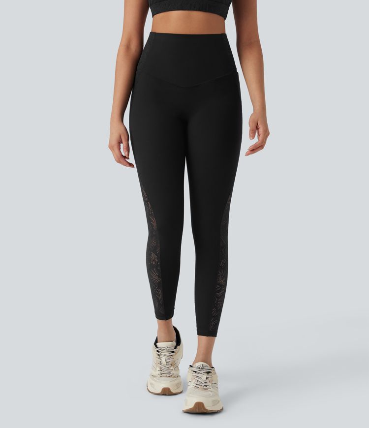 Halara UltraSculpt™ High Waisted Tummy Control Contrast Lace Shaping Training Leggings with Pockets
