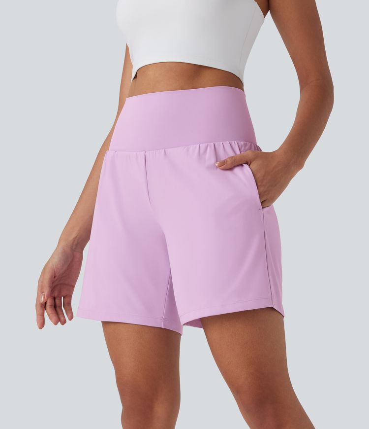 Softlyzero™ Airy Short de yoga 2-en-1 super taille haute avec poches et toucher frais 17,5 cm