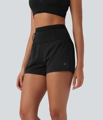 SpeedWave™ High Waisted Contrast Mesh 2-in-1 Quick Dry Running Shorts with Multiple Pockets