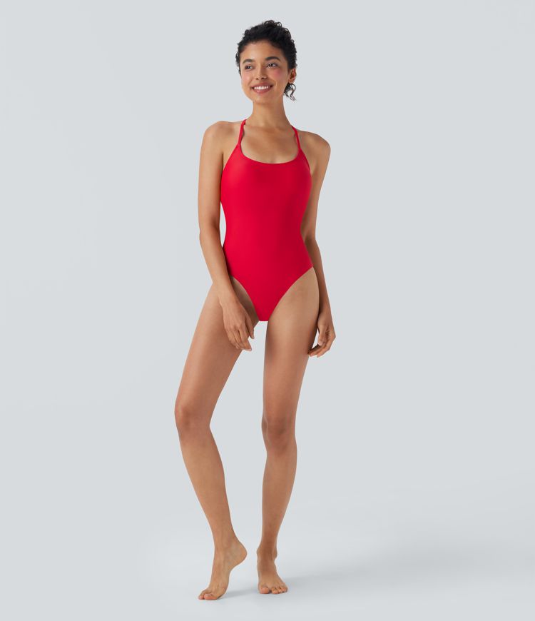 Lace Up One Piece Swimsuit