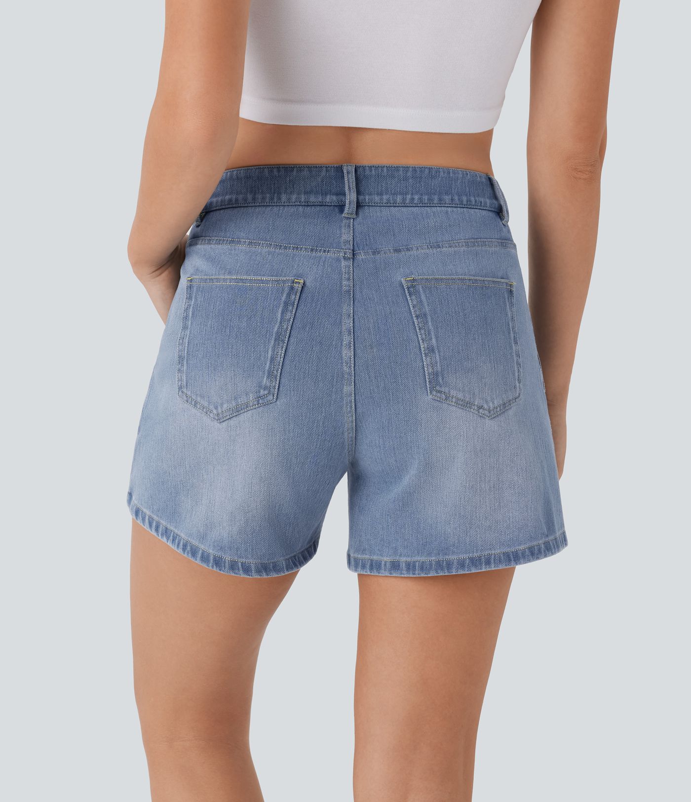 Halara Flex™ High Waisted Washed Denim Casual Shorts with Pockets