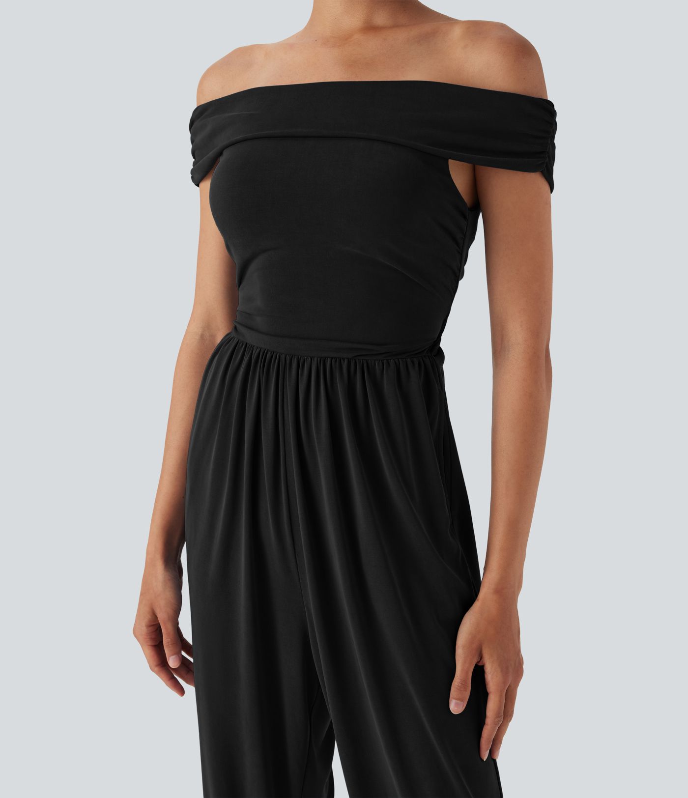 Off Shoulder Back Zipper Casual Jumpsuit with Pockets-Easy Peezy