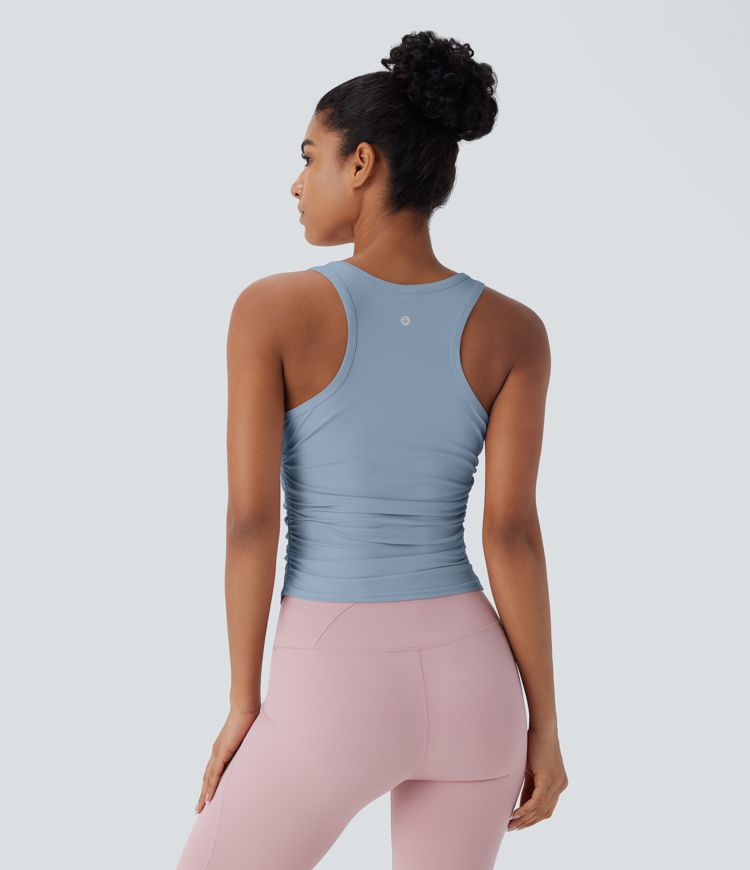 Top de Yoga con Cuello Redondo y Espalda Deportiva Fruncido