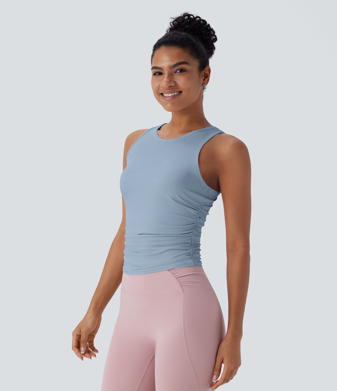 Top de Yoga con Cuello Redondo y Espalda Deportiva Fruncido