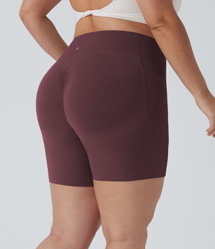 Plus Size Halara UltraSculpt™ SoCinched High Waisted Scrunch Butt Lifting Tummy Control Shaping Training Biker Shorts 7'' with Pockets