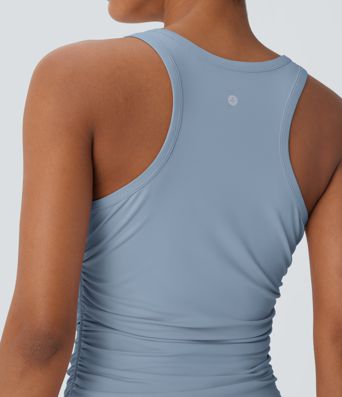 Top de Yoga con Cuello Redondo y Espalda Deportiva Fruncido