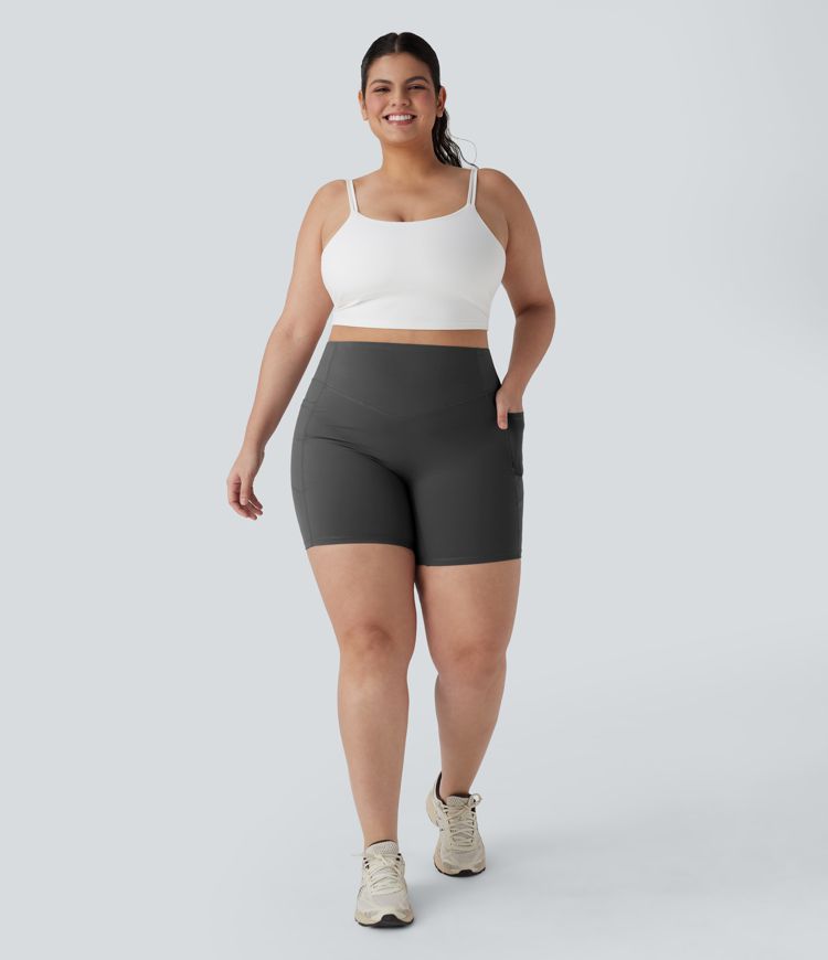 Plus Size Halara UltraSculpt™ High Waisted Scrunch Butt Lifting Tummy Control Shaping Training Biker Shorts 7'' with Pockets