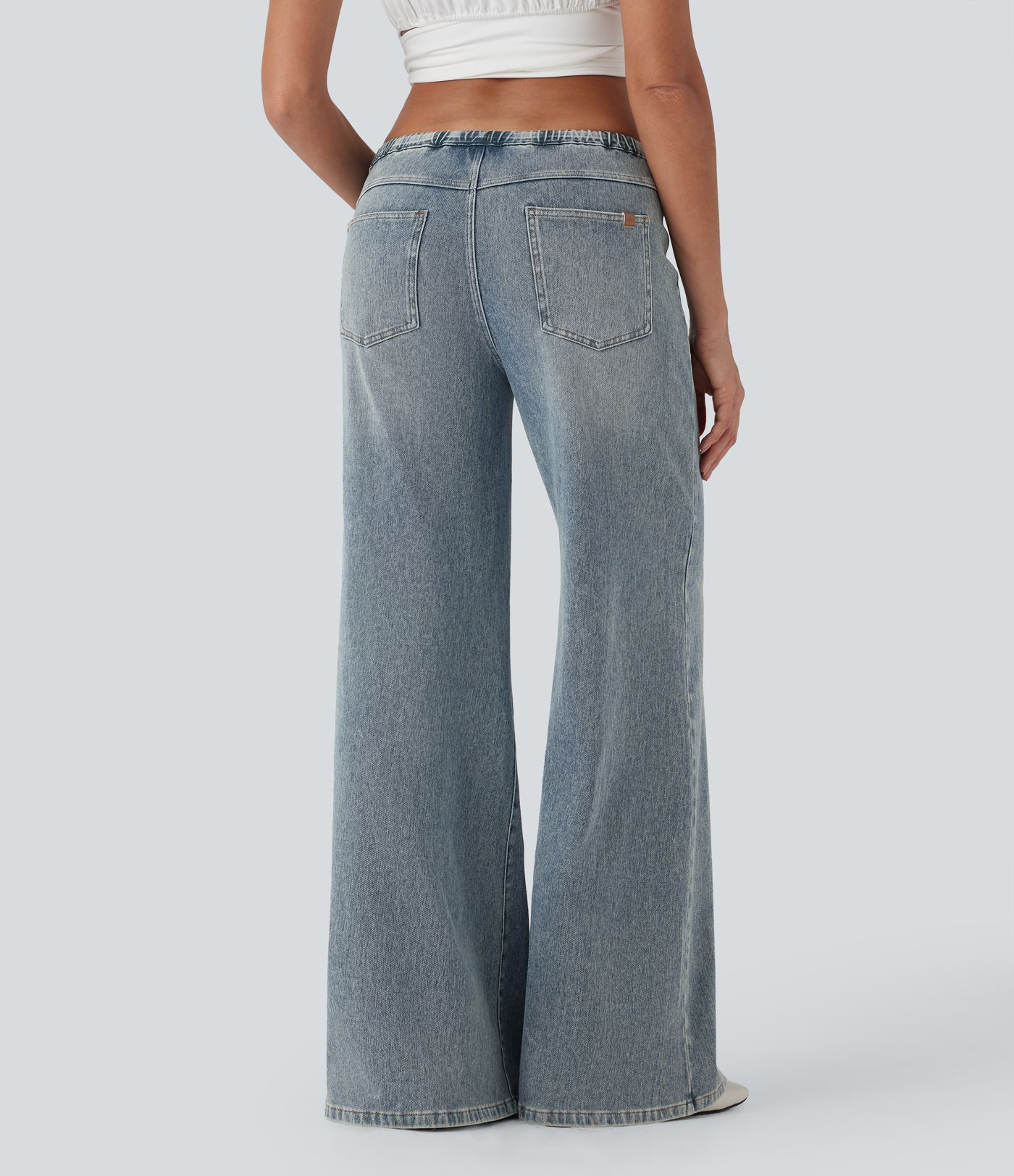 Jeans Baggy Halara Flex™ Denim holgado elásticos de tiro bajo lavados con cordón y bolsillos 