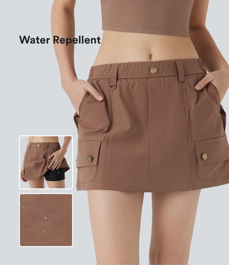 Water Repellent Mid Rise 2-in-1 Mini Hiking Skirt with Multiple Pockets