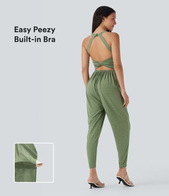 Casual jumpsuit med integreret bh og lommer - Easy Peezy Edition