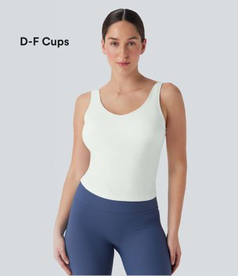 SoftlyZero™ Plush Padded V Neck Running Tank Top D-F Cups