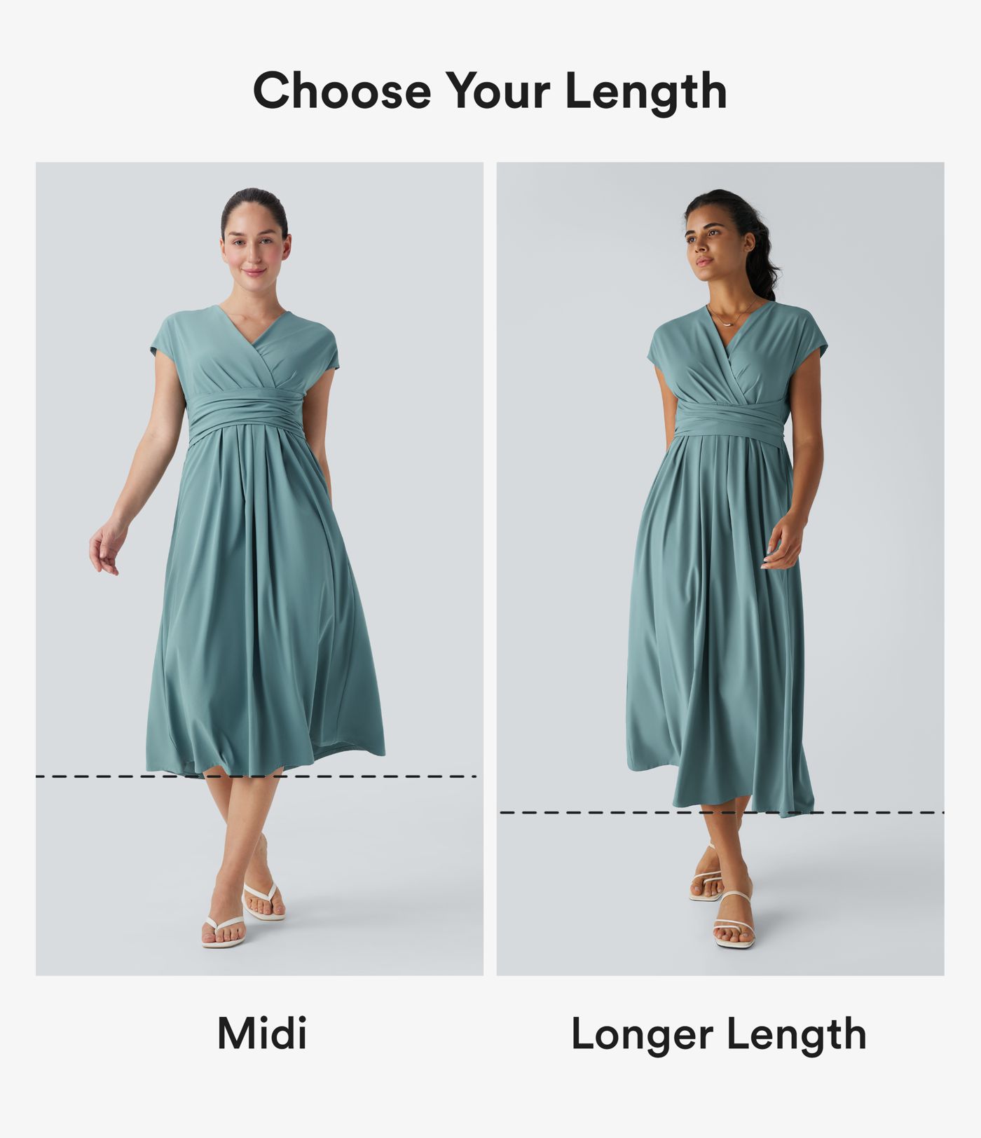 Breezeful™ V Neck Short Sleeve Pocket Tie Back Quick Dry Midi Casual Dress-Longer Length