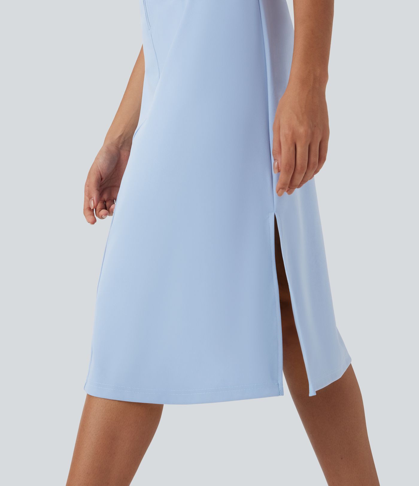 Vestido deportivo senderismo cuello U cremallera abertura hasta rodilla