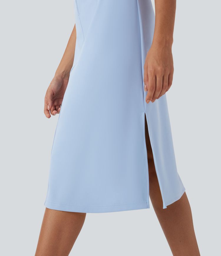 Vestido deportivo senderismo cuello U cremallera abertura hasta rodilla