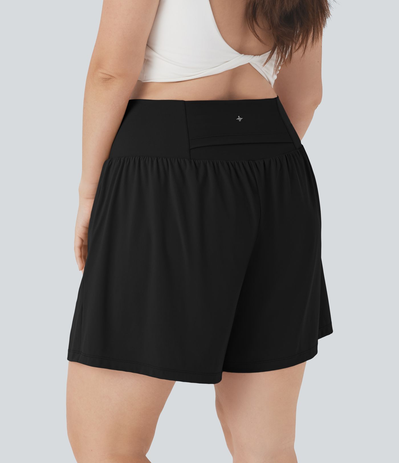 Softlyzero™ Airy Super High Waisted 2-in-1 Cool Touch Yoga Plus Size Shorts 7" with Pockets