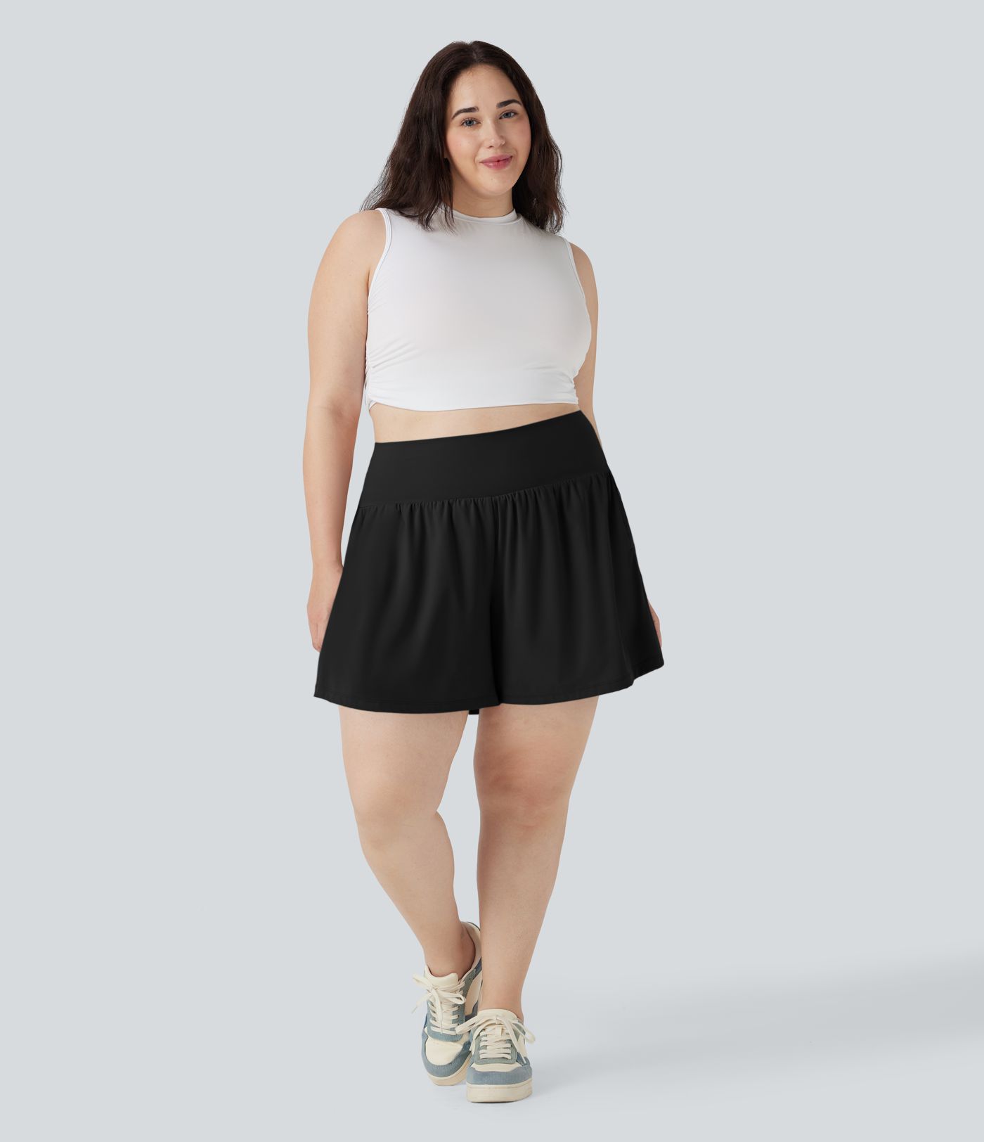 Softlyzero™ Airy Super High Waisted 2-in-1 Cool Touch Yoga Plus Size Shorts 7" with Pockets