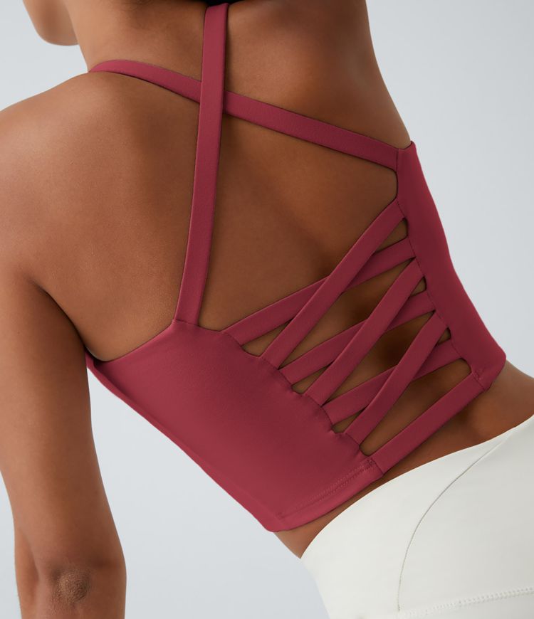 Crisscross Backless Cropped Yoga Tank Top
