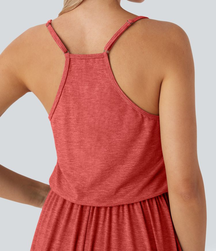 Maxi Flowy Slip Dress with Pockets