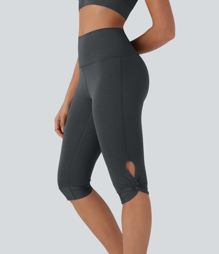 Højtaljede yoga-leggings med túkæring, hurtigtørrende, med lomme