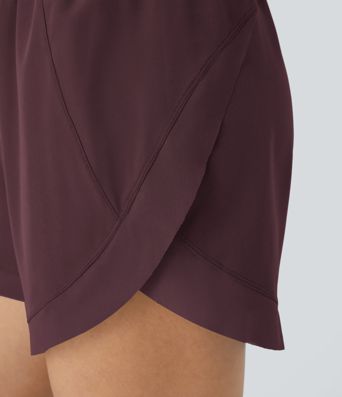 Mid Rise Drawstring Contrast Mesh 2-in-1 Flowy Running Shorts 5''