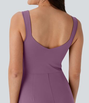 U Back Sleeveless Casual Jumpsuit with Pockets