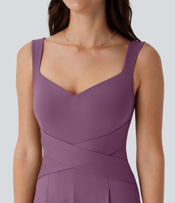 U Back Sleeveless Casual Jumpsuit with Pockets