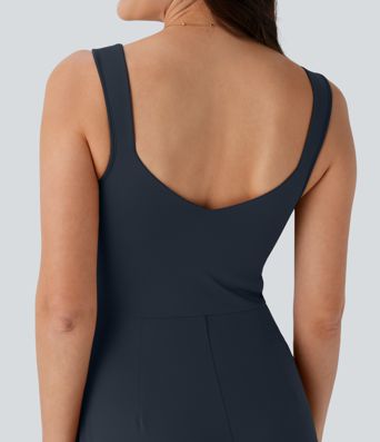 U Back Sleeveless Casual Jumpsuit with Pockets