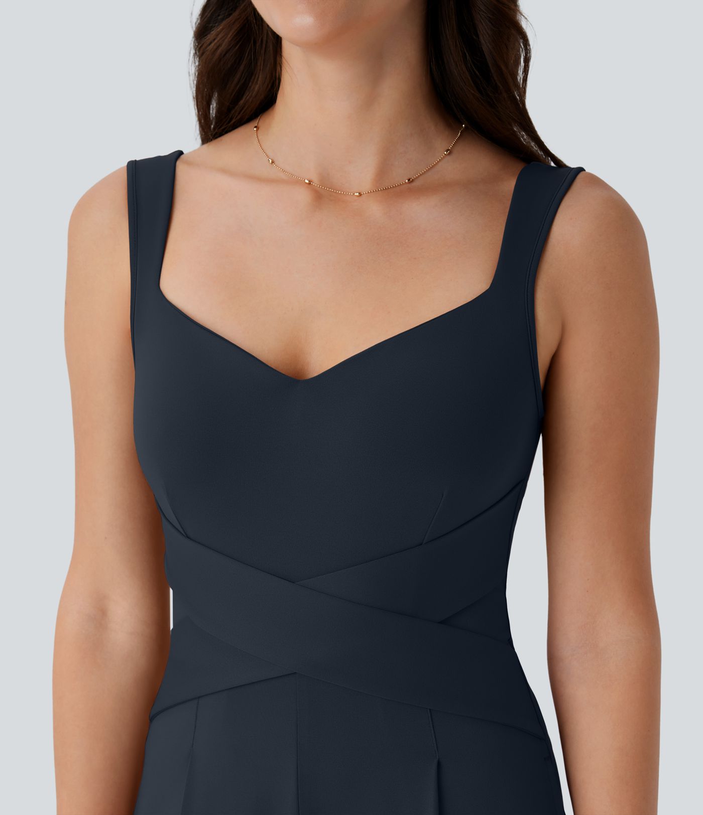 U Back Sleeveless Casual Jumpsuit with Pockets