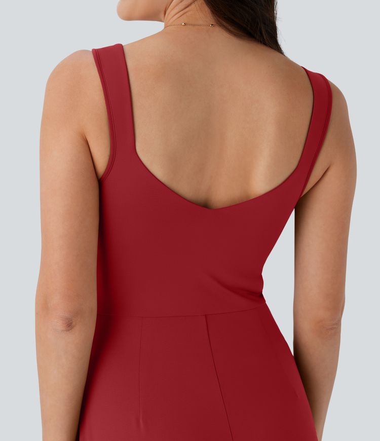 U Back Sleeveless Casual Jumpsuit with Pockets