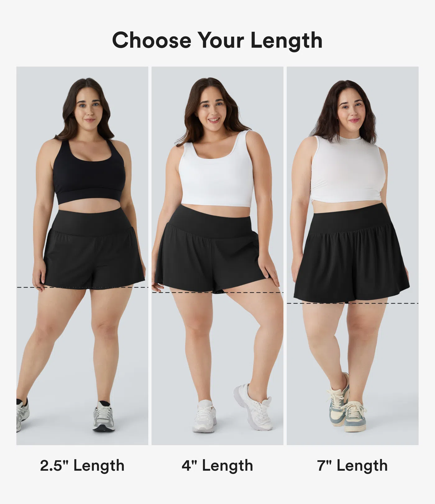 Super High Waisted Pocket & Pocket 2-in-1 Yoga Plus Size Shorts 4''-Longer Length