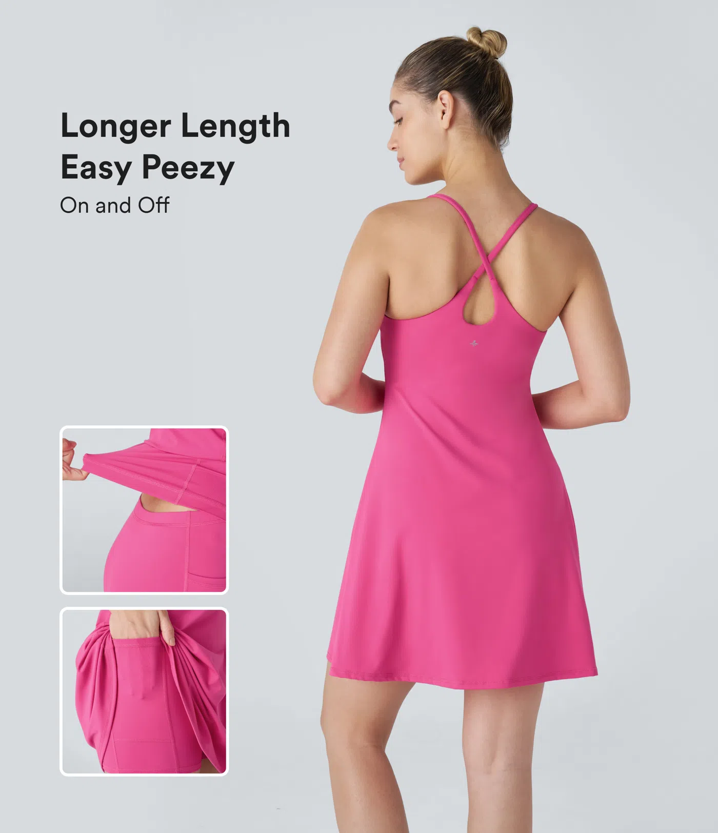 Vestido activo Softlyzero™ Plush sin espalda-Longitud más larga-Edición Easy Peezy