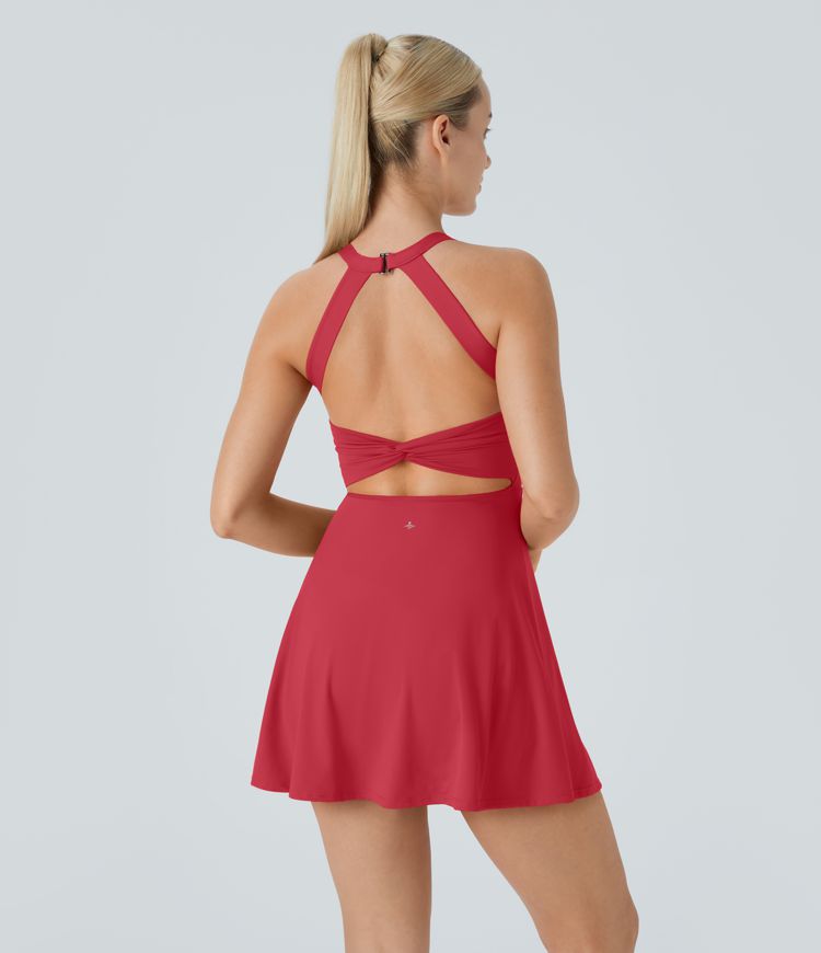 halara open back dress Halara Girly Butter Yellow Dress