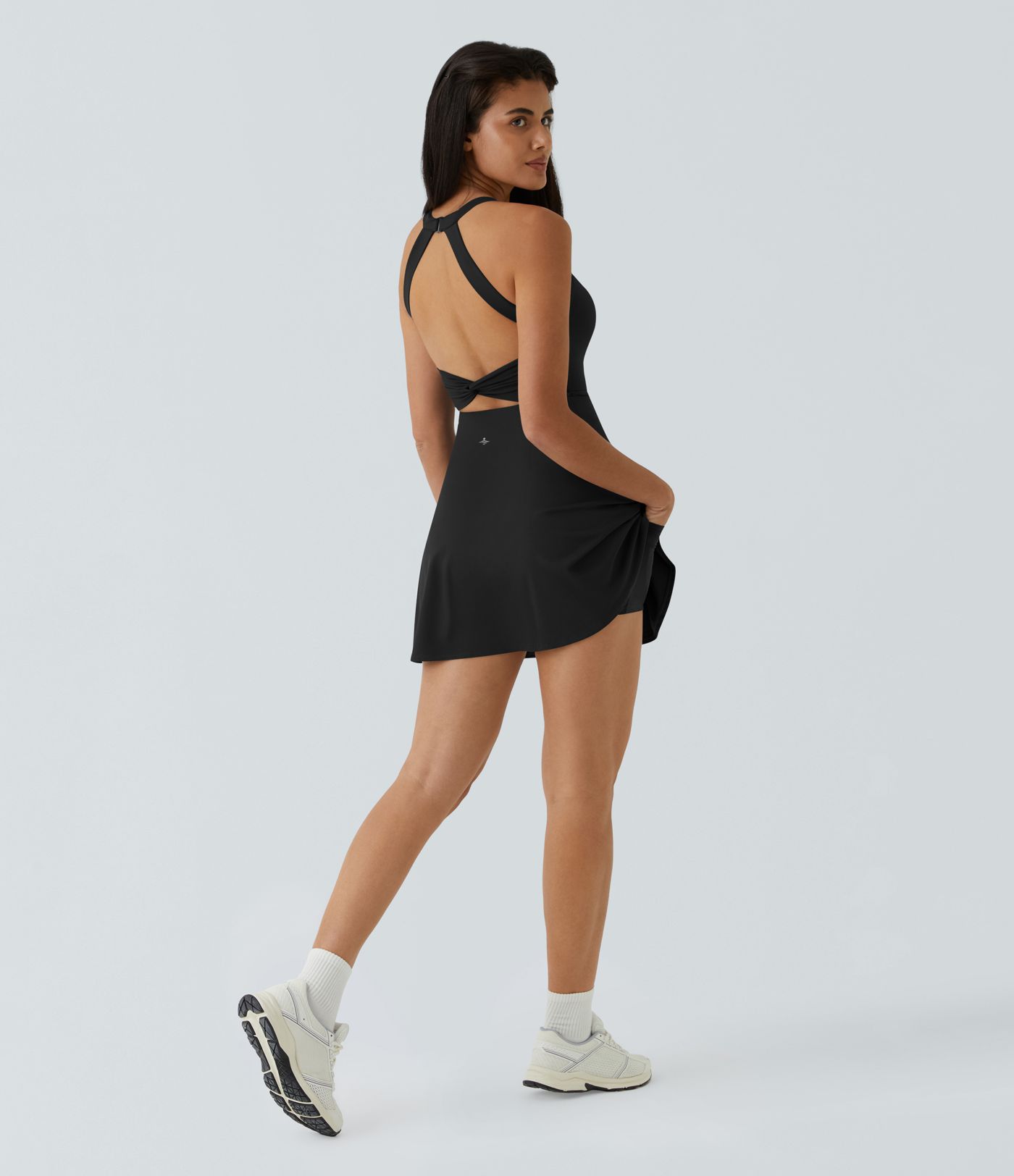 Flare Dance Women Halter Mini Active Dress-Longer Length-Easy Peezy Edition