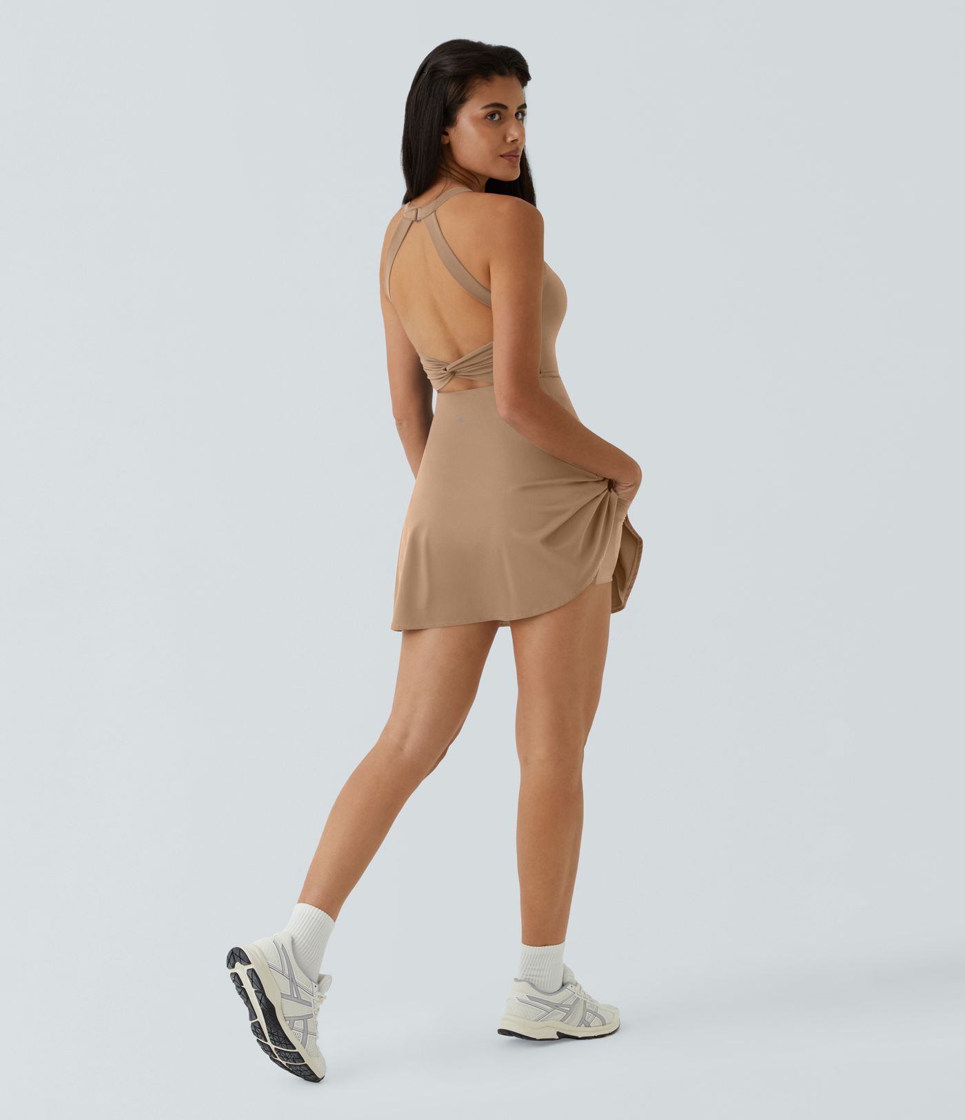 SoftlyZero™ Airy Backless Twisted Flare Low Support Dance Active Dress-Longer Length-Easy Peezy Edition A-C Cups