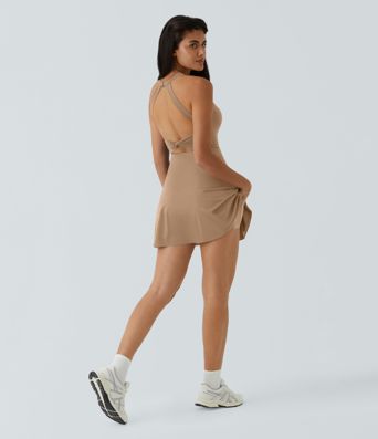 SoftlyZero™ Airy Backless Twisted Flare Low Support Dance Active Dress-Longer Length-Easy Peezy Edition A-C Cups