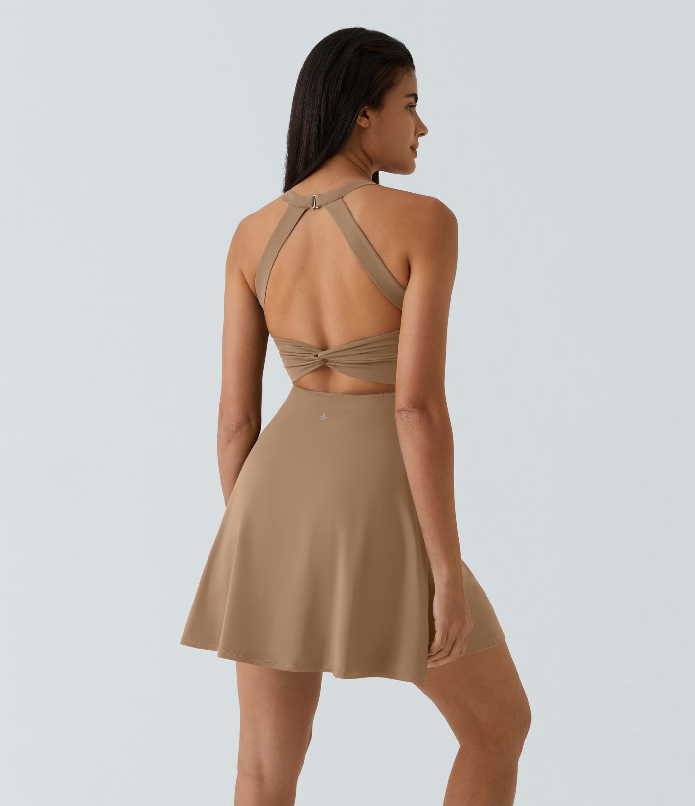 SoftlyZero™ Airy Backless Twisted Flare Low Support Dance Active Dress-Longer Length-Easy Peezy Edition A-C Cups