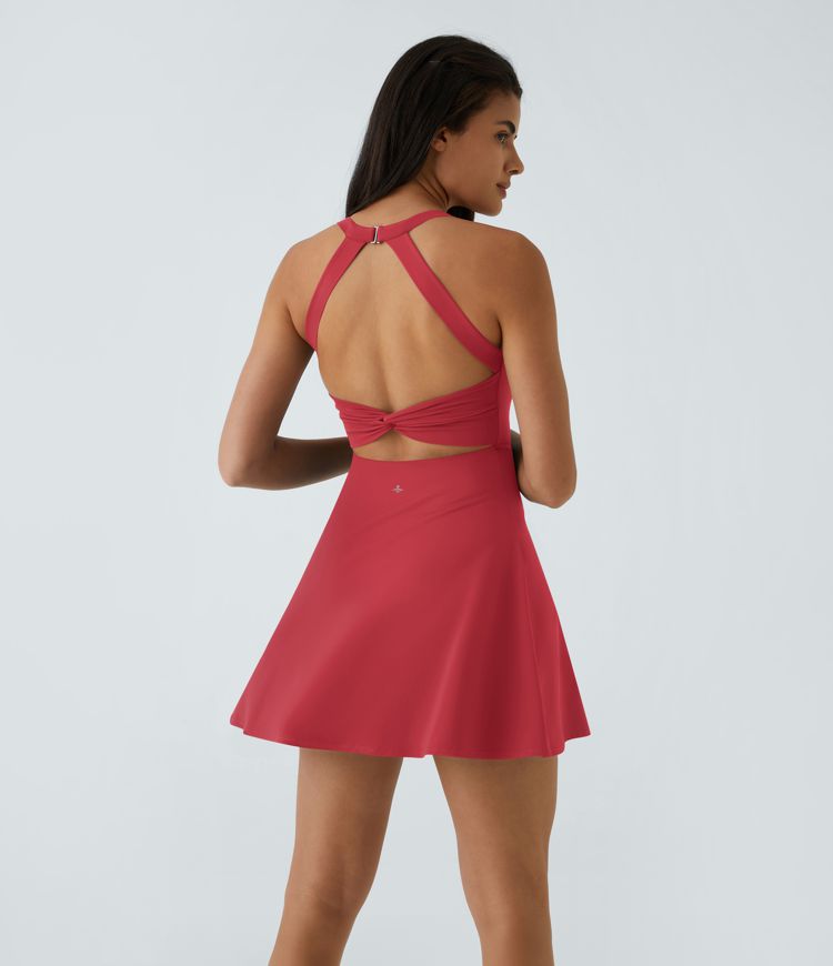 Flare Dance Women Halter Mini Active Dress-Longer Length-Easy Peezy Edition